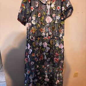 LuLaRoe Floral Embroidered Maxi Dress - Black, Red, Pink, Green